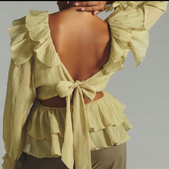 *SOLD* NWT Anthropologie En Elly V-Neck Ruffle Blouse - Picture 4 of 13